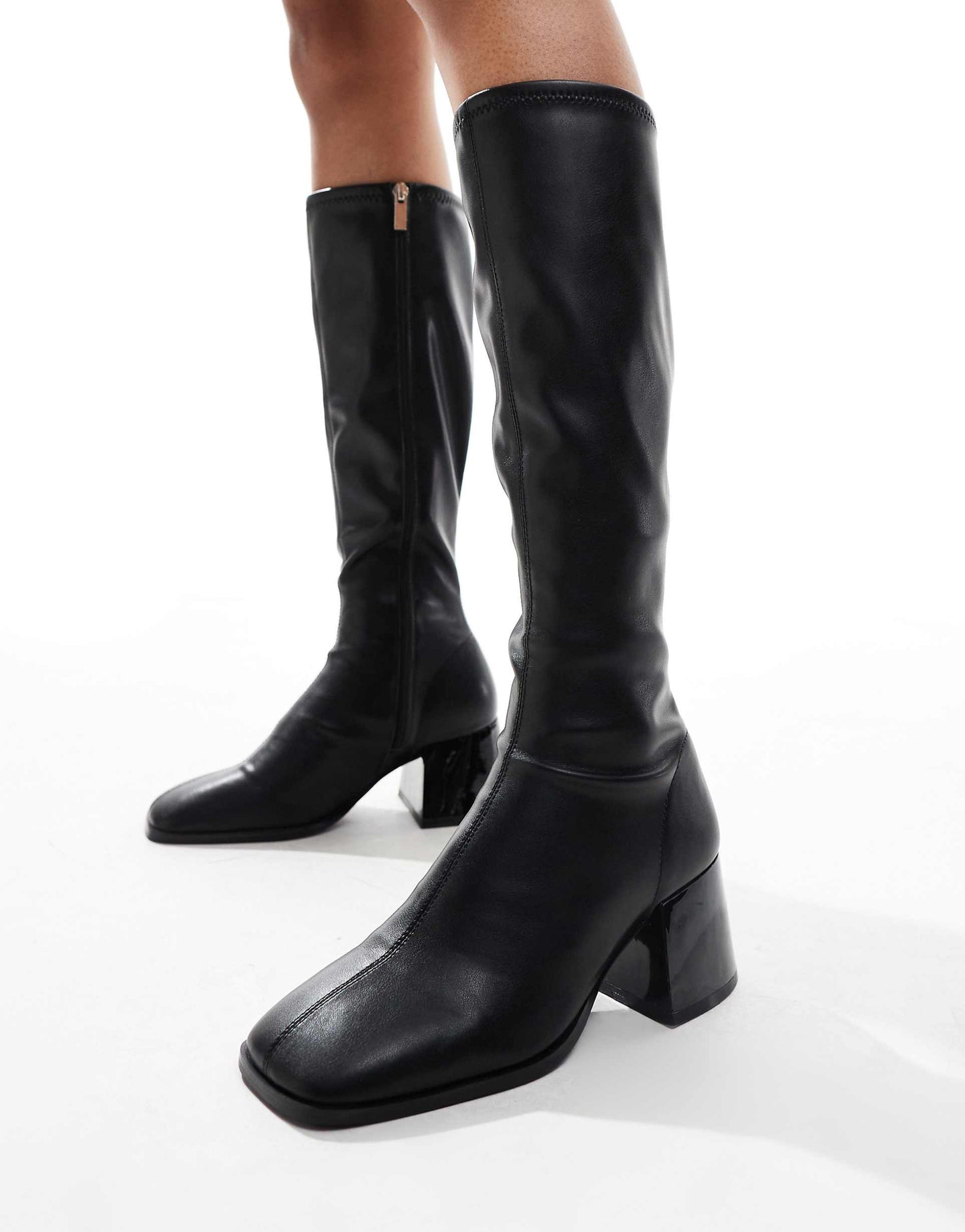 Cloud Flared Block Heel Sock Knee Boots