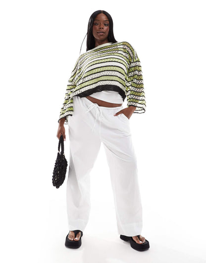 Curve Open Knit Cropped Jumper With Wide Sleeves