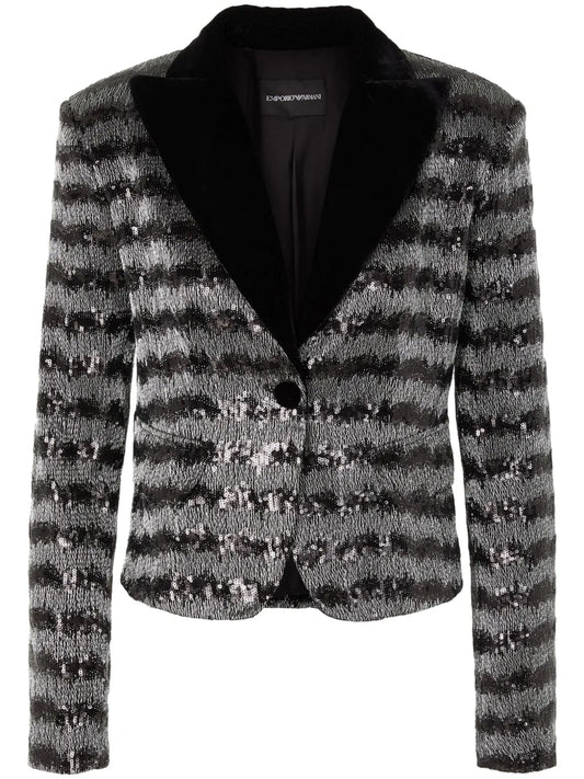 Striped Sequin Cropped Blazer