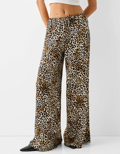 Tie Waist Wide Leg Trousers