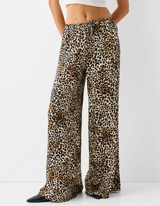 Tie Waist Wide Leg Trousers