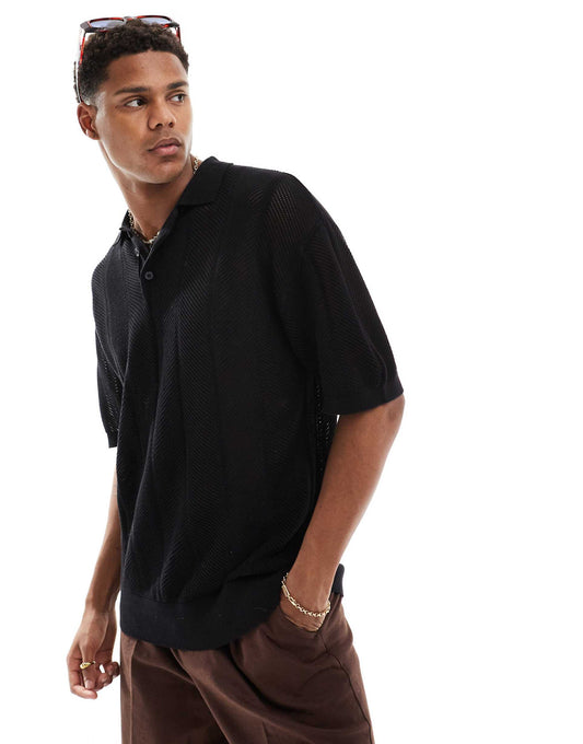 Open Weave Knitted Polo