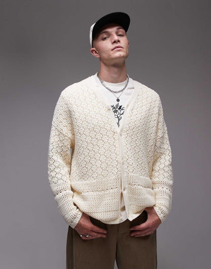 Knitted Crochet Cardigan With