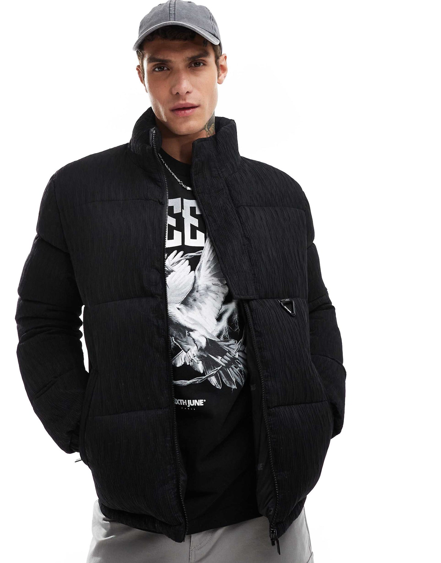 Textured Logo Detail Puffer Jacket