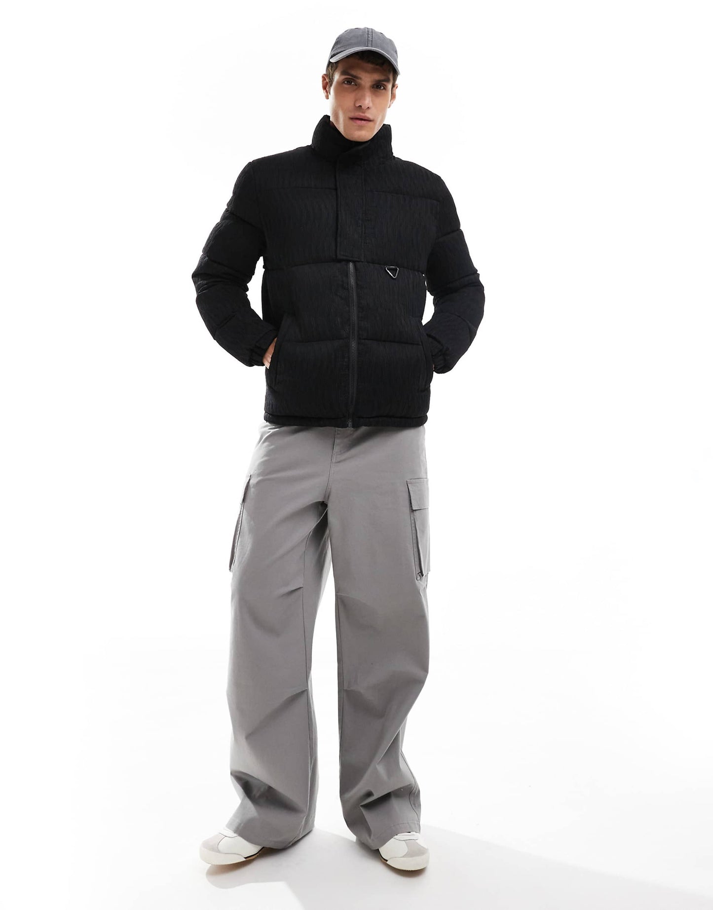 Textured Logo Detail Puffer Jacket