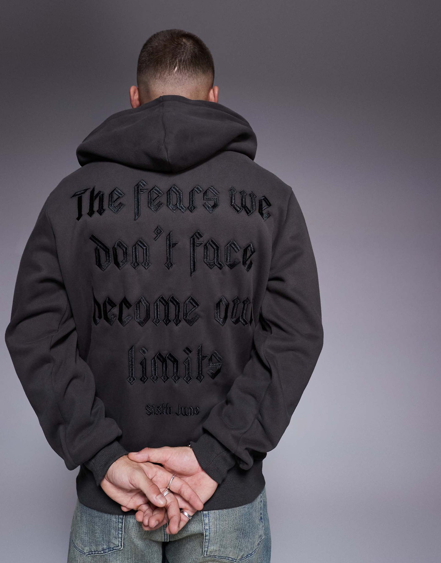 Back Printed Quote Zip Hoodie