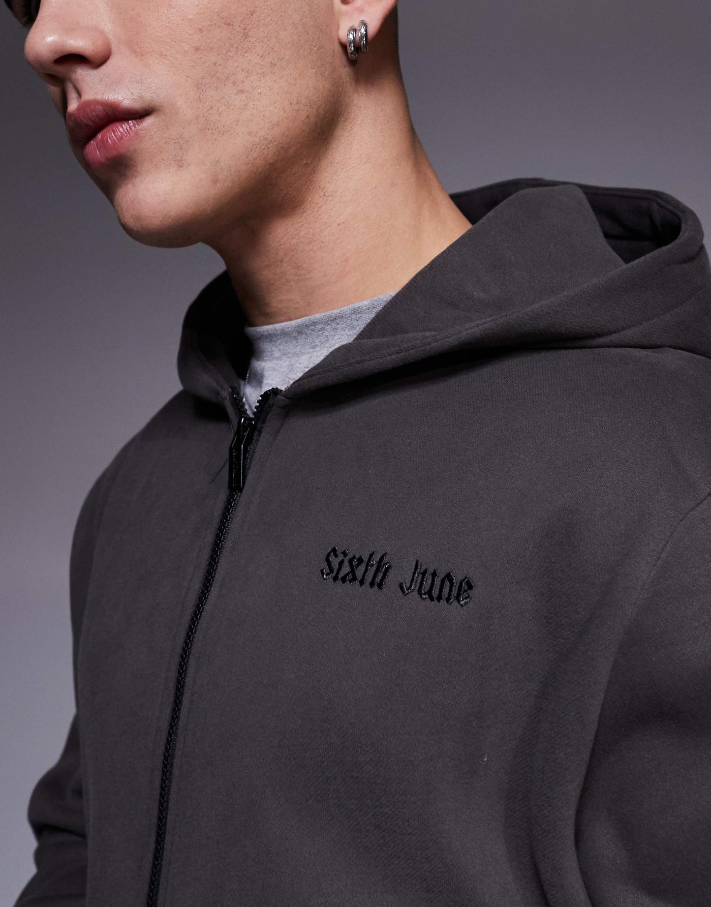 Back Printed Quote Zip Hoodie