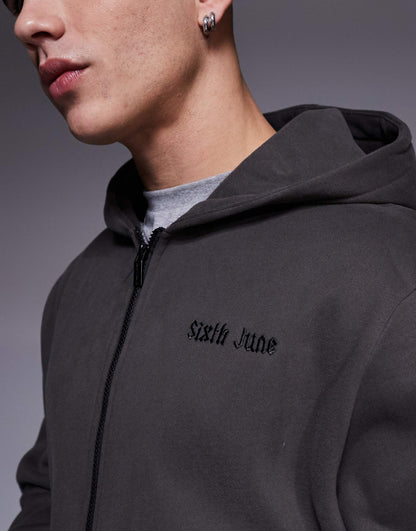 Back Printed Quote Zip Hoodie