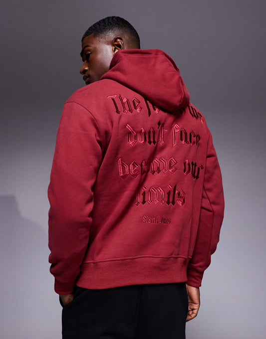 Back Embroidered Quote Hoodie