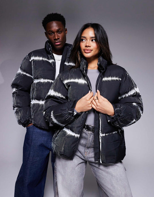 Unisex Pleated Two Tone Puffer Jacket
