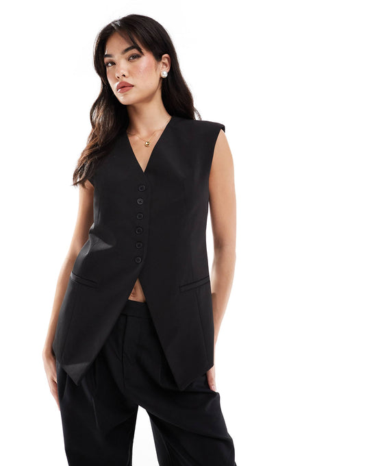 Longline Exaggerated Shoulder Waistcoat
