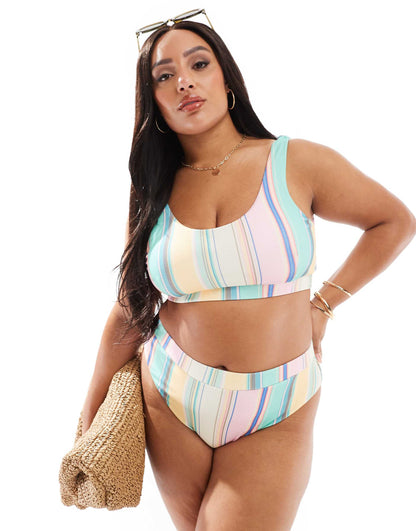 Curve Bralett Bikini Top And High Waisted Bottoms
