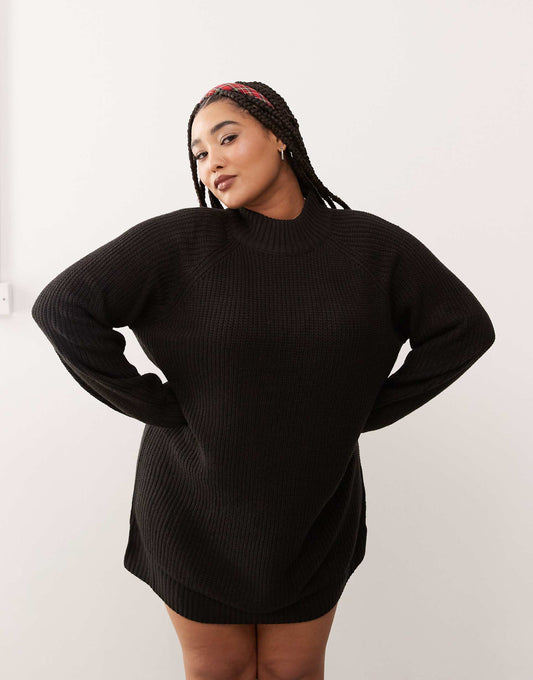 Curve High Neck Knitted Jumper Dress