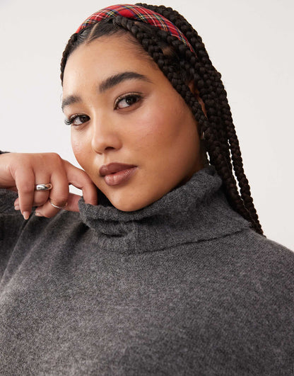 Curve High Neck Knitted Midi Jumper Dress