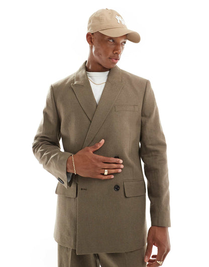 Co-Ord Double Breasted Linen Blend Blazer