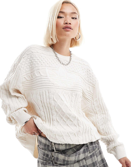 Cable Knit Trefoil Logo Knitted Jumper
