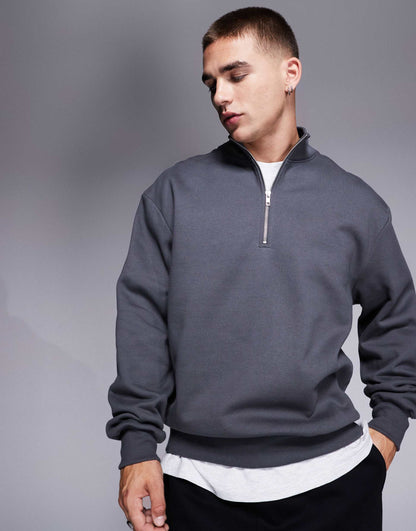 Premium Heavyweight Oversized Quarter Zip Sweatshirt 400Gsm
