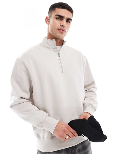 Premium Heavyweight Oversized Quarter Zip Sweatshirt 400Gsm