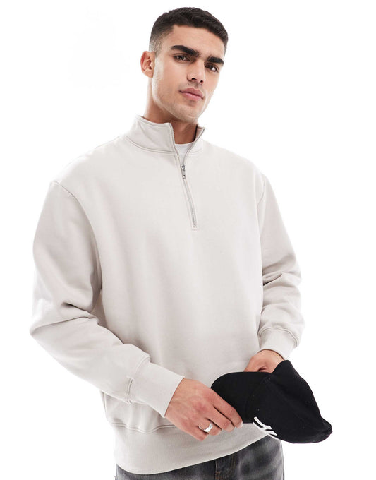 Premium Heavyweight Oversized Quarter Zip Sweatshirt 400Gsm