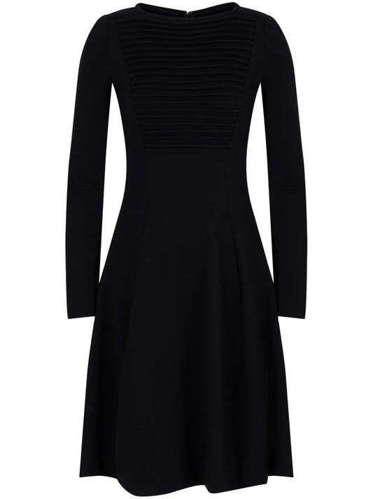 Ribbed-Bib Long-Sleeved Dress