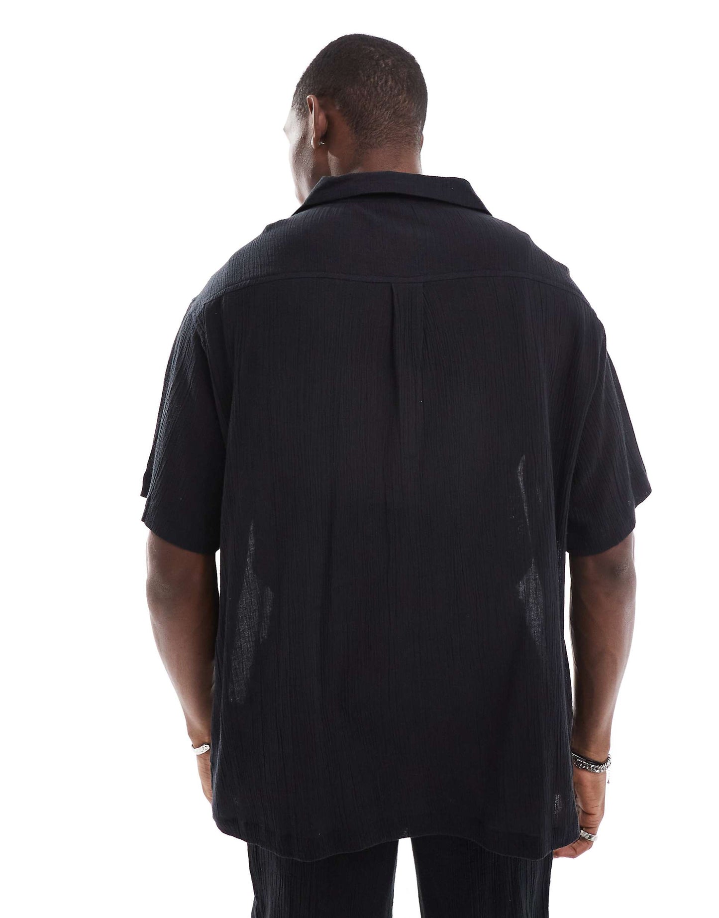 Textured Short Sleeve Beach Shirt Co-Ord