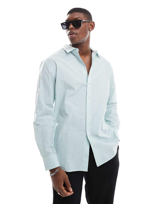 Seersucker Stripe Long Sleeve Beach Shirt