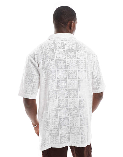Crochet Short Sleeve Beach Shirt