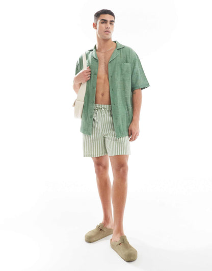 Linen Stripe Beach Short