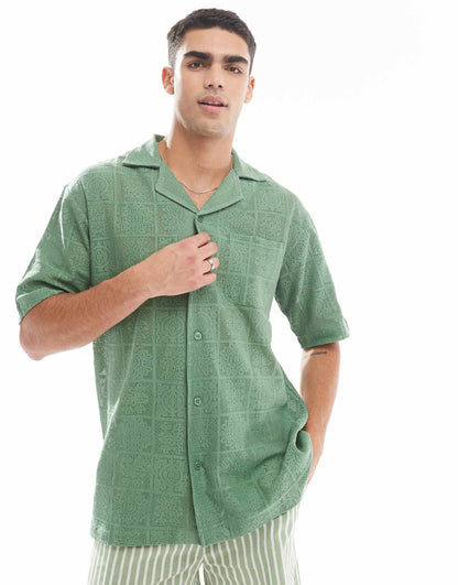 Crochet Short Sleeve Beach Shirt
