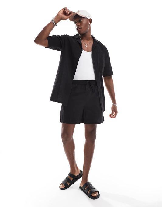 Textured Drawstring Beach Short