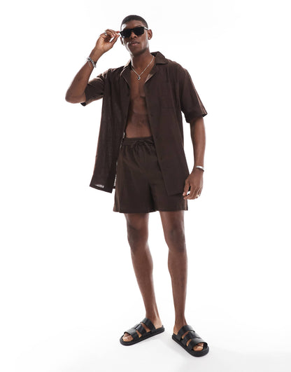 Textured Drawstring Beach Short