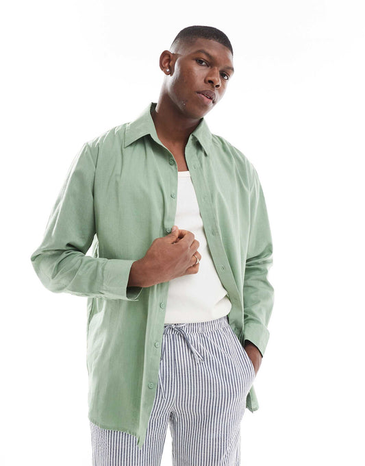 Linen Long Sleeve Beach Shirt