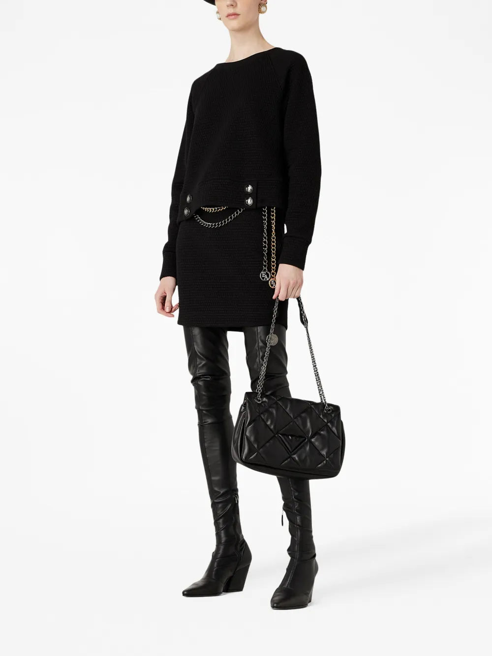 Elasticated-Waist Textured Skirt