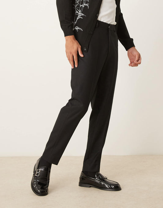 Smart Tapered Fit Textured Trousers