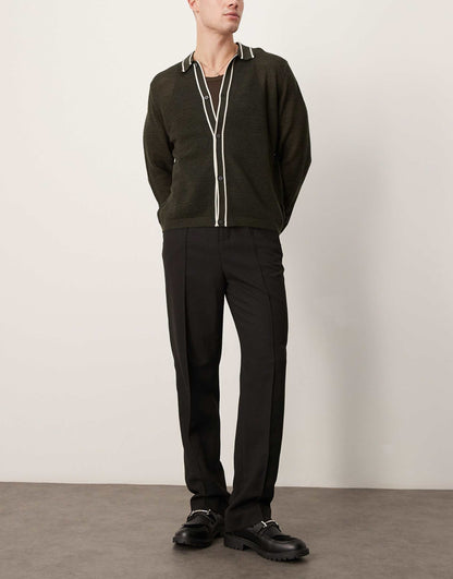 Smart High Waist Straight Leg Trousers With Pintucks