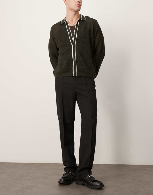 Smart High Waist Straight Leg Trousers With Pintucks