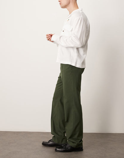 Smart High Waist Straight Leg Trousers With Pintucks