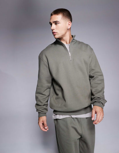 Premium Heavyweight Oversized Quarter Zip Sweatshirt 400Gsm