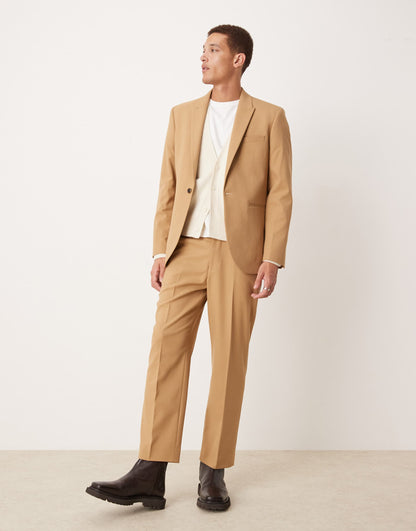 Straight Leg Crop Length Suit Trousers