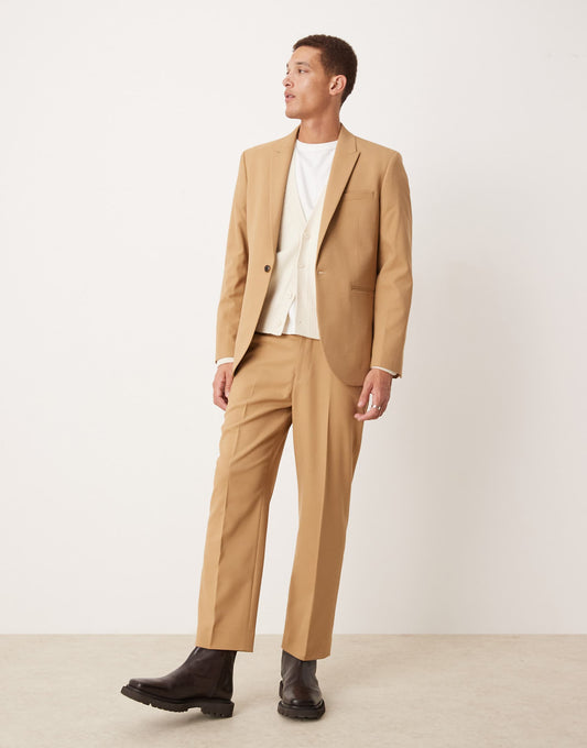 Straight Leg Crop Length Suit Trousers