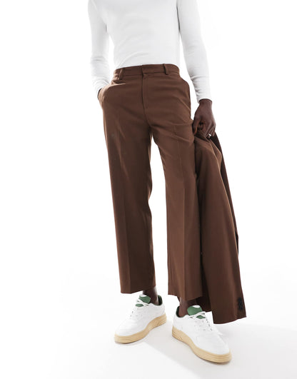 Straight Leg Crop Length Suit Trousers