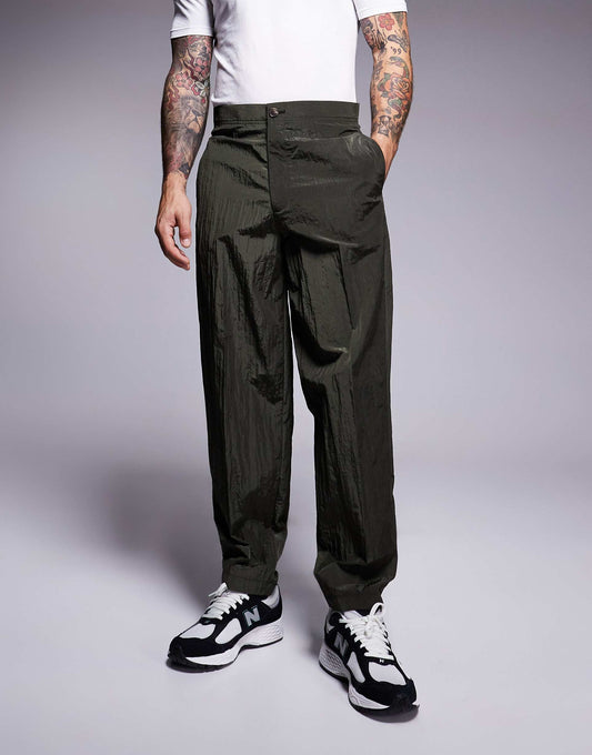 Barrel Leg Suit Trousers