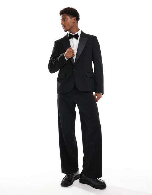 Wide Leg Tuxedo Trousers With Cummerbund Waistband