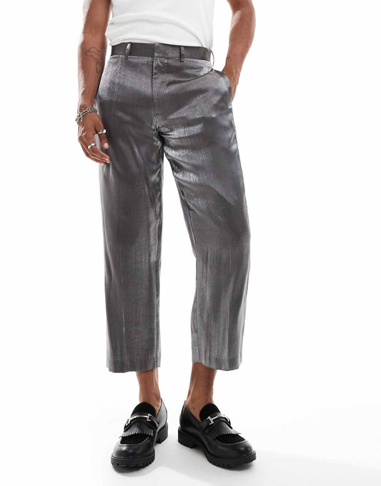 Straight Crop Length Suit Trousers