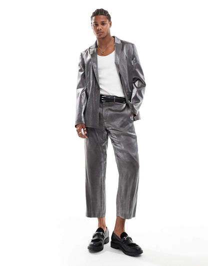 Straight Crop Length Suit Trousers
