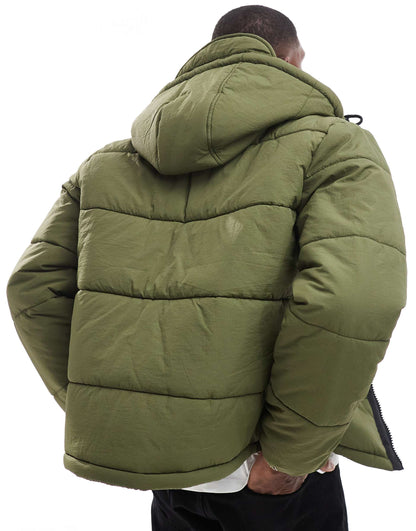 Nylon Puffer Jacket With Contrast Trims