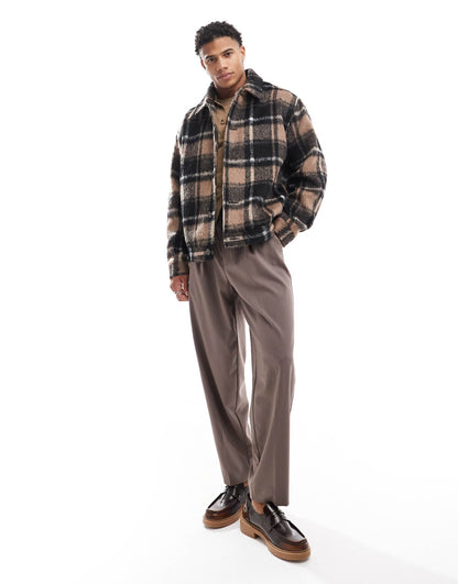 Wool Look Oversized Harrington Jacket