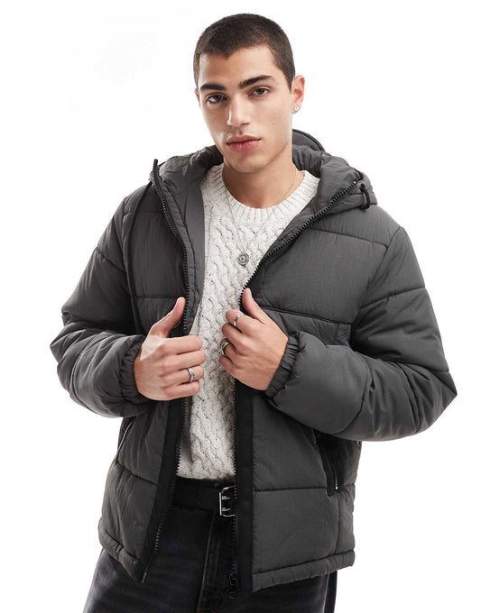 Nylon Puffer Jacket With Contrast Trims