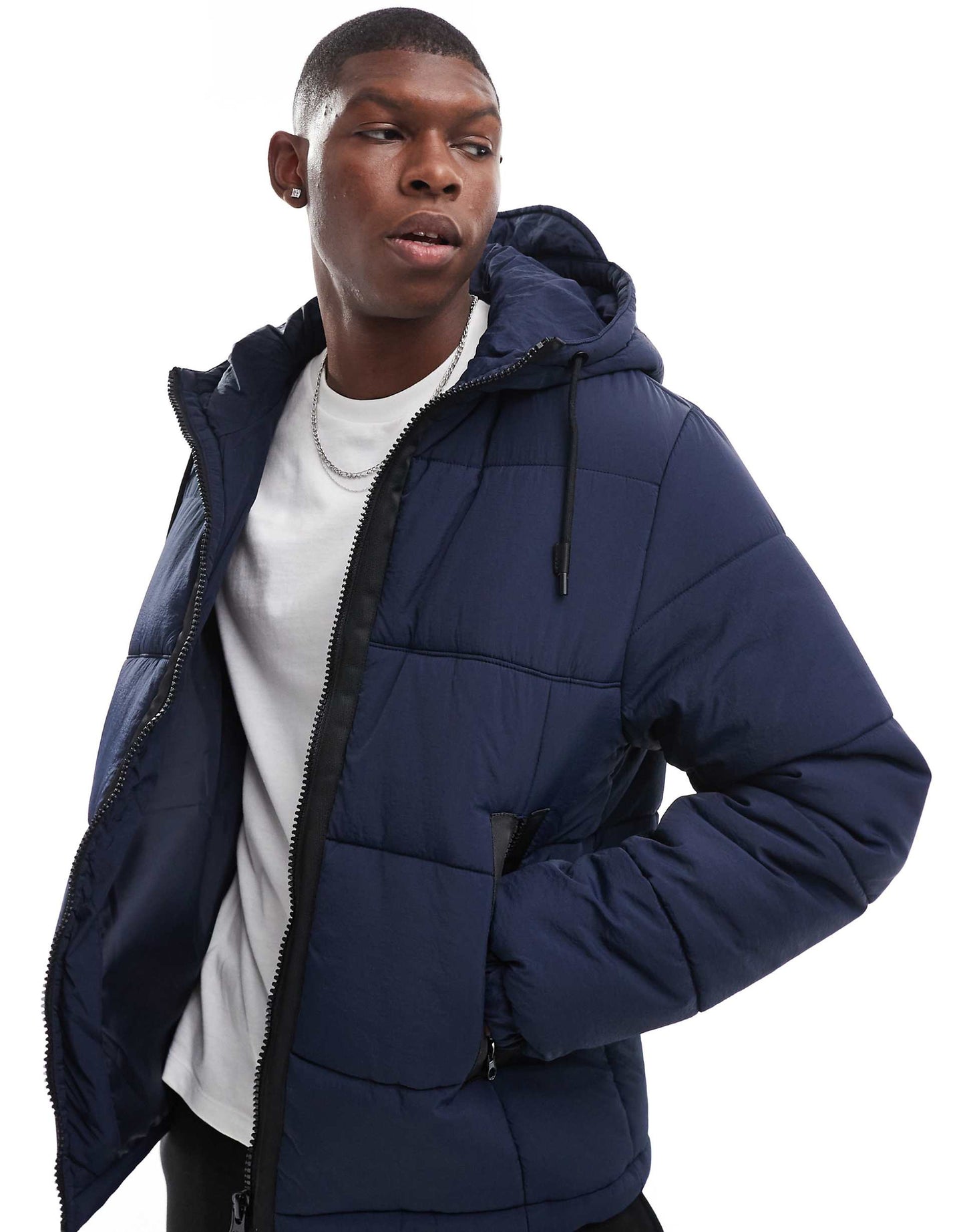 Nylon Puffer Jacket With Contrast Trims