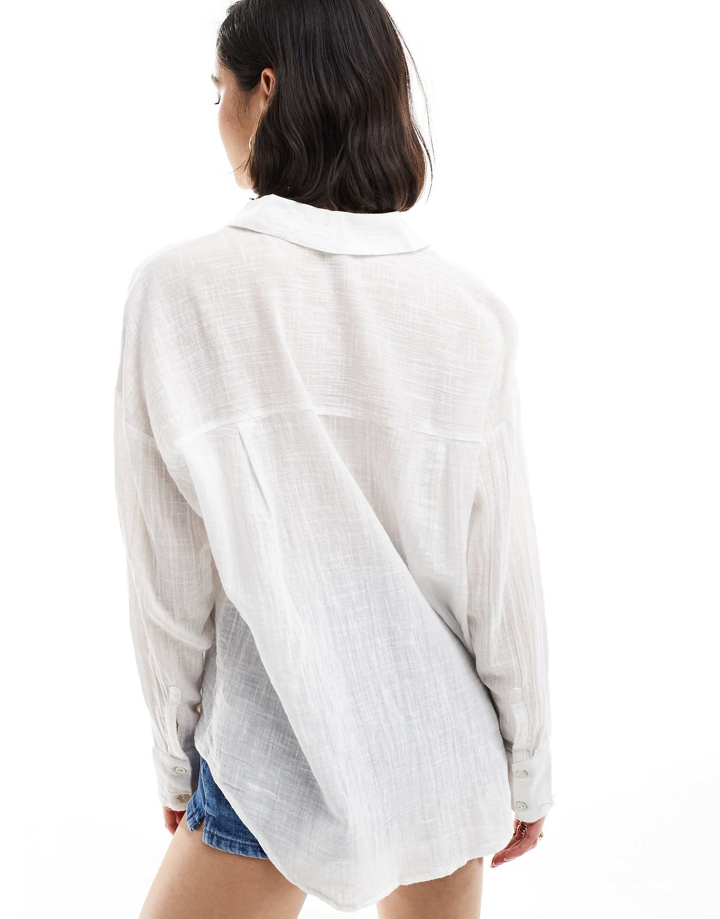 Oversized Long Sleeve Linen Look Shirt